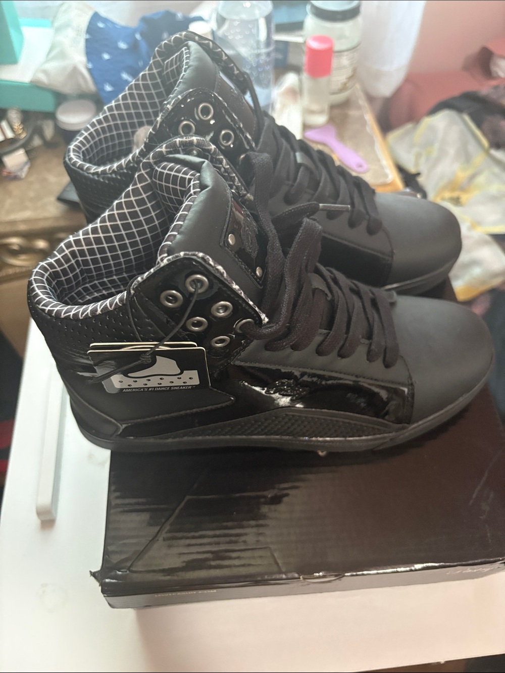 Pastry Women’s Black High-Top Sneakers with Patent Panels - Picture 2 of 7